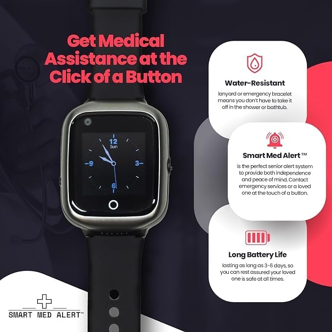 Medical Alert Square Smart Watch For Seniors | Fall Detection