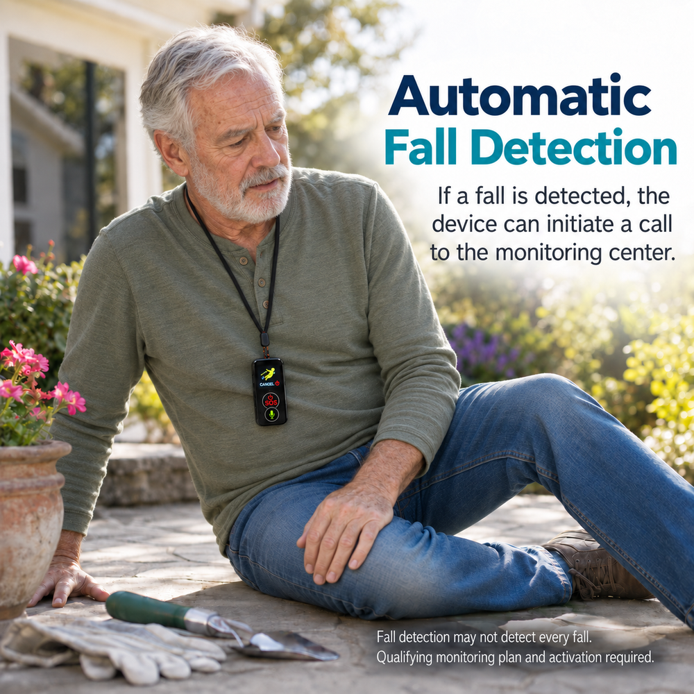 Cellular Medical Alert Pendant | Fall Detection Necklace