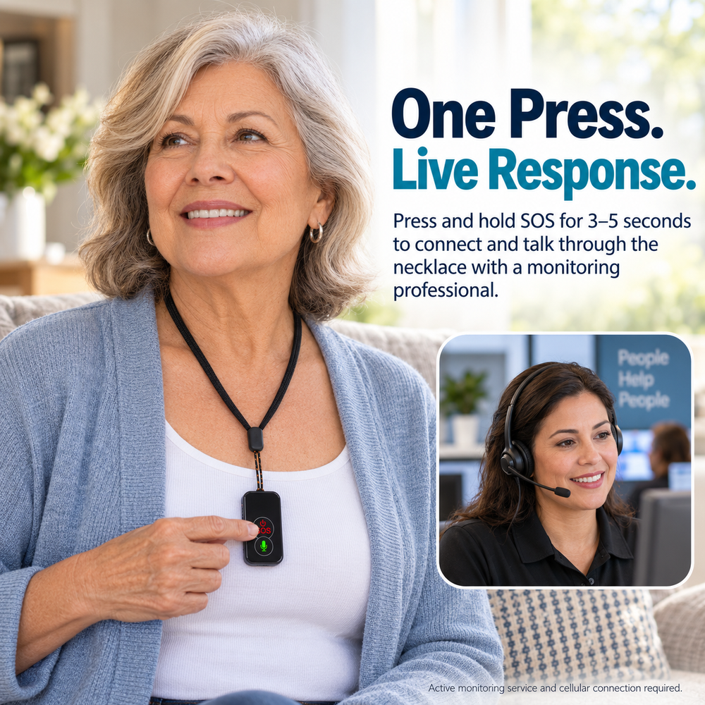 Cellular Medical Alert Pendant | Fall Detection Necklace