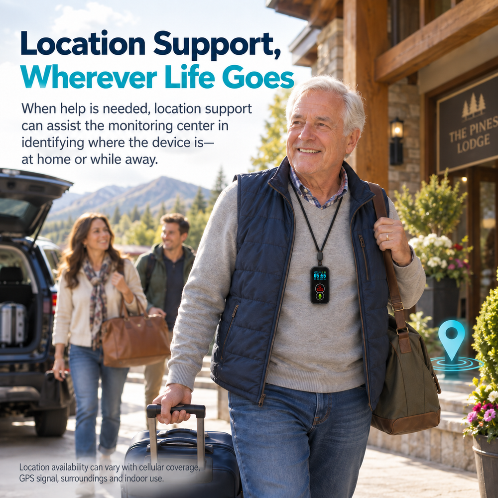 Cellular Medical Alert Pendant | Fall Detection Necklace