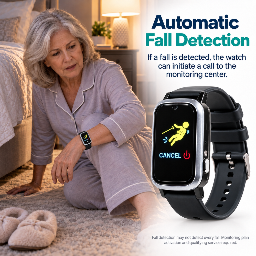 Medical Alert Rectangular Smart Watch For Seniors | Fall Detection