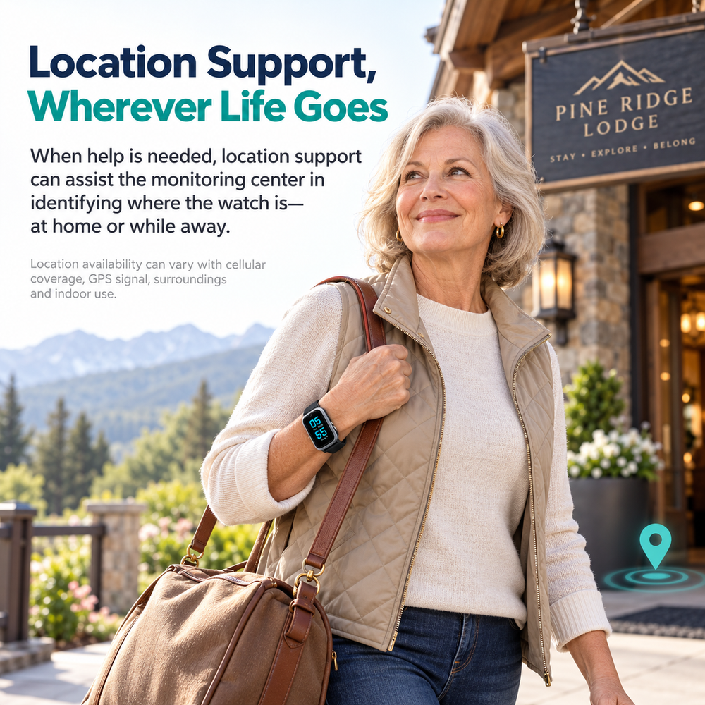 Medical Alert Rectangular Smart Watch For Seniors | Fall Detection