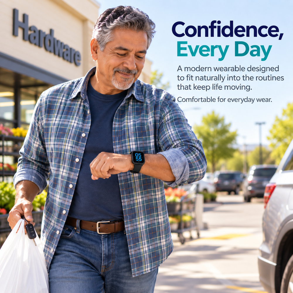 Medical Alert Square Smart Watch For Seniors | Fall Detection
