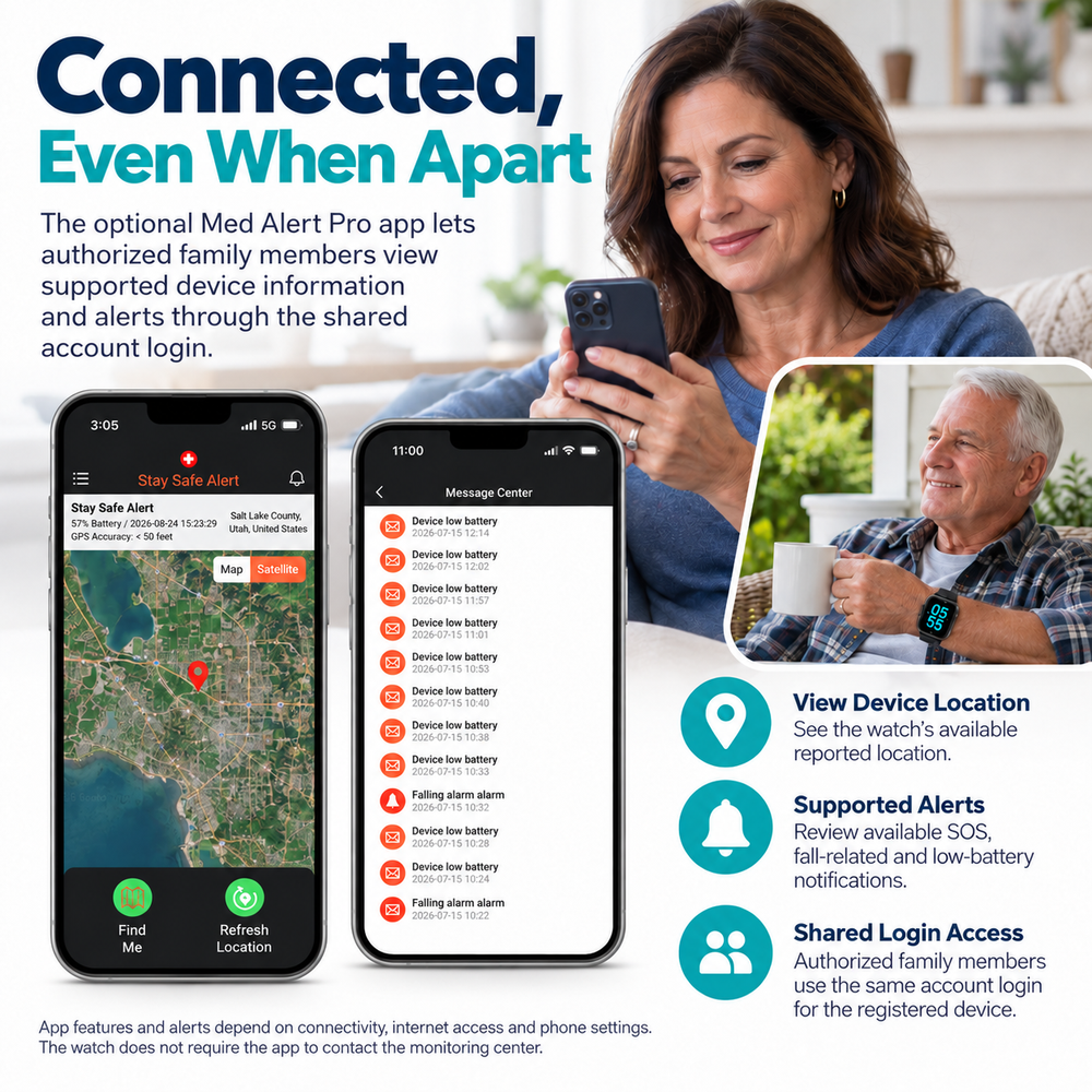 Medical Alert Square Smart Watch For Seniors | Fall Detection