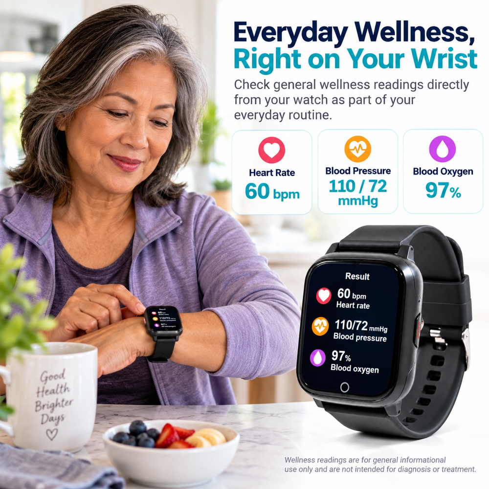Medical Alert Square Smart Watch For Seniors | Fall Detection