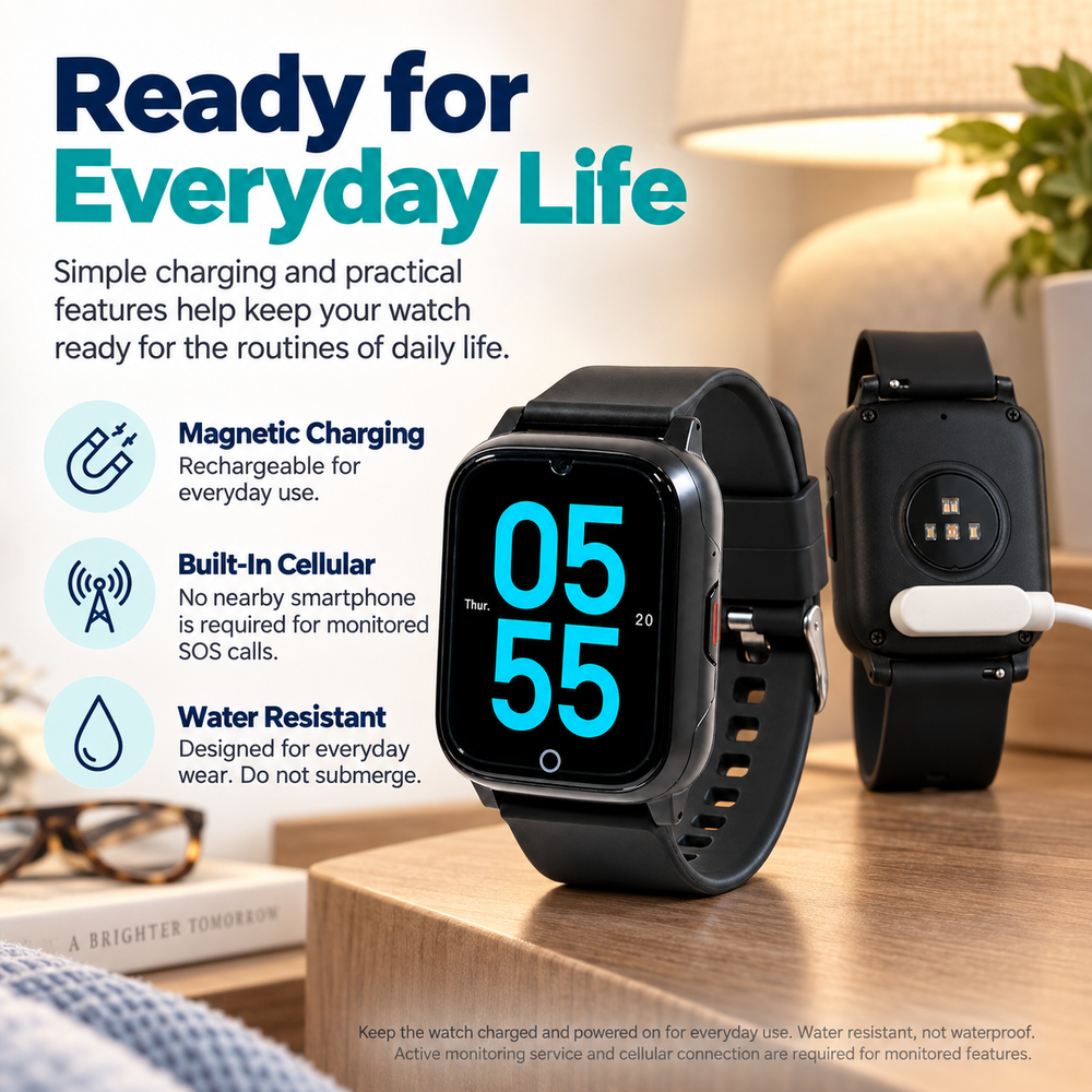 Medical Alert Square Smart Watch For Seniors | Fall Detection